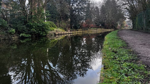 Towpath on the canal in spring, Riddlesden Yorkshire